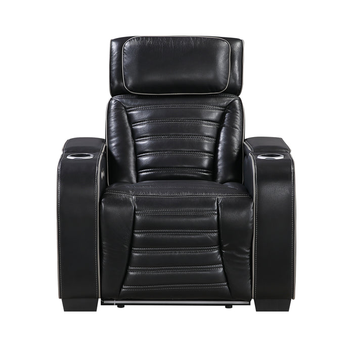 Cyber - Power Reclining Chair with Power Headrest, Cup holder, Storage Arms(Top and Side), Air Massage, Heat, LED Lighting and Charging Ports