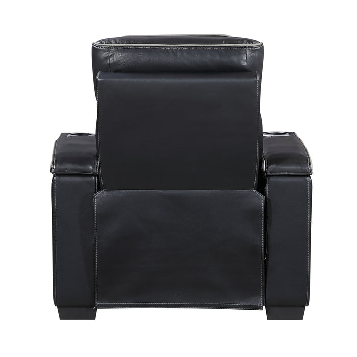 Cyber - Power Reclining Chair with Power Headrest, Cup holder, Storage Arms(Top and Side), Air Massage, Heat, LED Lighting and Charging Ports
