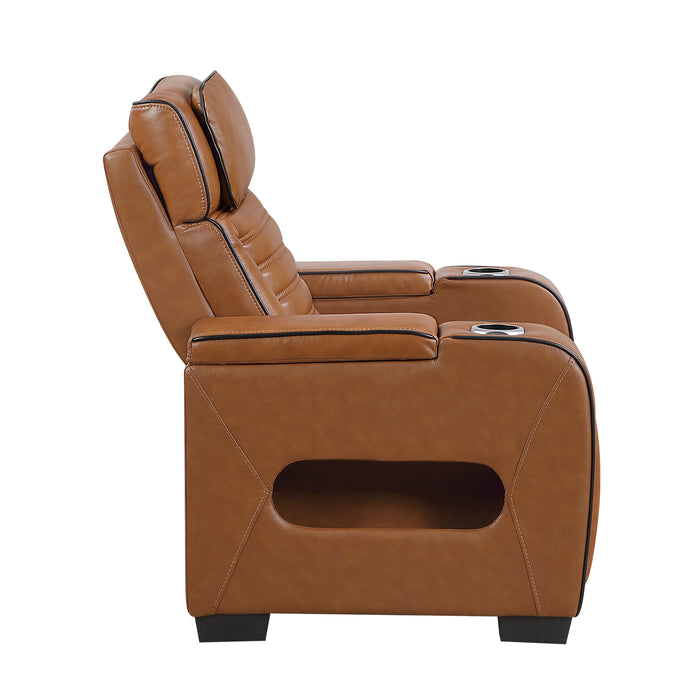 Cyber - Power Reclining Chair with Power Headrest, Cup holder, Storage Arms(Top and Side), Air Massage, Heat, LED Lighting and Charging Ports
