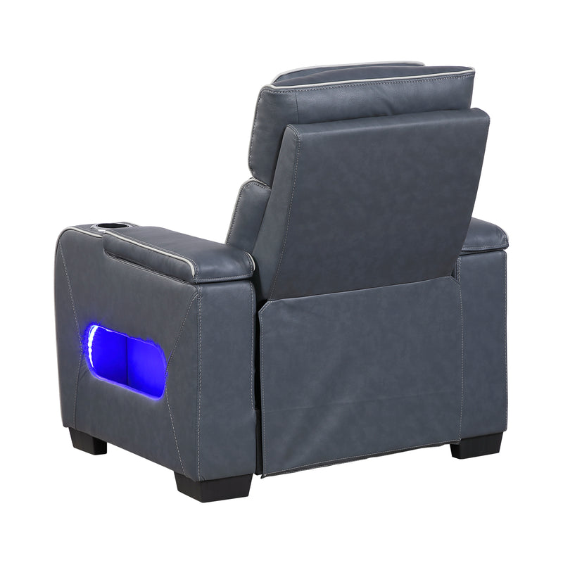 Cyber - Power Reclining Chair with Power Headrest, Cup holder, Storage Arms(Top and Side), Air Massage, Heat, LED Lighting and Charging Ports
