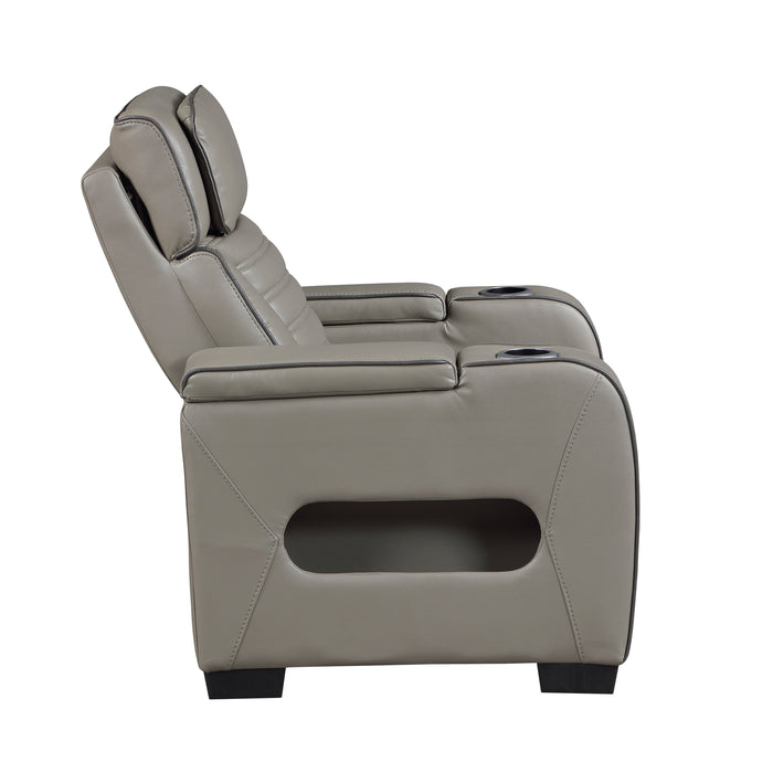 Cyber - Power Reclining Chair with Power Headrest, Cup holder, Storage Arms(Top and Side), Air Massage, Heat, LED Lighting and Charging Ports