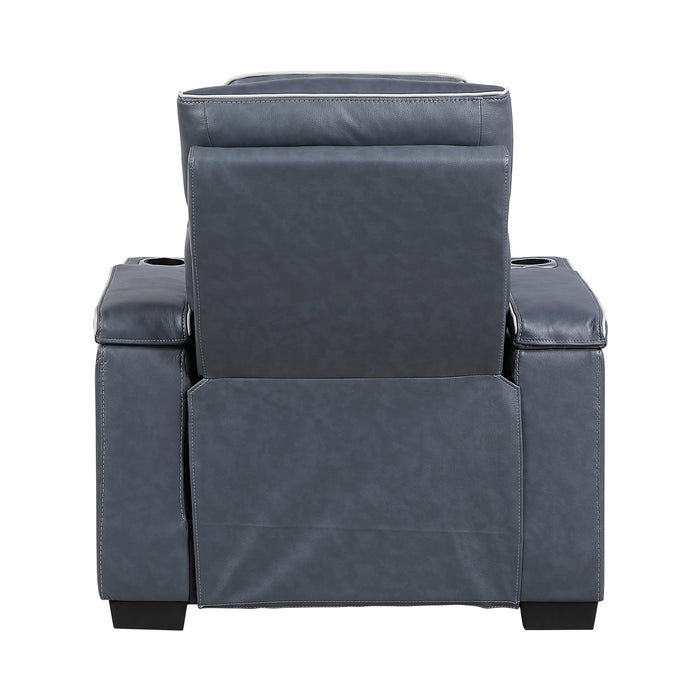 Cyber - Power Reclining Chair with Power Headrest, Cup holder, Storage Arms(Top and Side), Air Massage, Heat, LED Lighting and Charging Ports