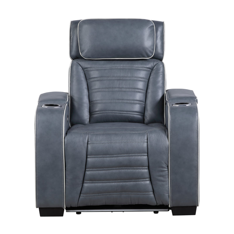 Cyber - Power Reclining Chair with Power Headrest, Cup holder, Storage Arms(Top and Side), Air Massage, Heat, LED Lighting and Charging Ports