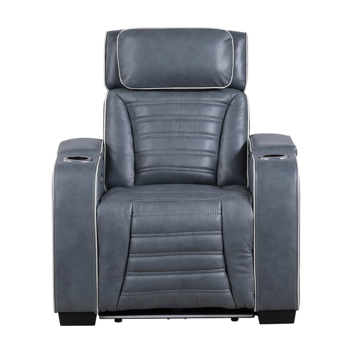 Cyber - Power Reclining Chair with Power Headrest, Cup holder, Storage Arms(Top and Side), Air Massage, Heat, LED Lighting and Charging Ports