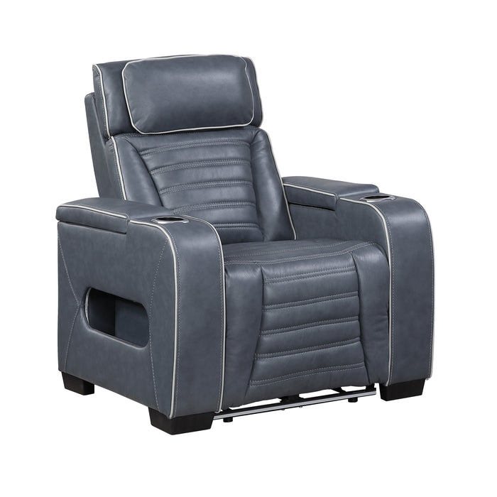 Cyber - Power Reclining Chair with Power Headrest, Cup holder, Storage Arms(Top and Side), Air Massage, Heat, LED Lighting and Charging Ports
