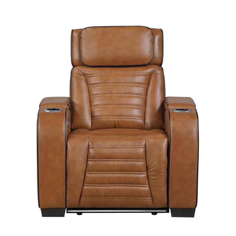 Cyber - Power Reclining Chair with Power Headrest, Cup holder, Storage Arms(Top and Side), Air Massage, Heat, LED Lighting and Charging Ports
