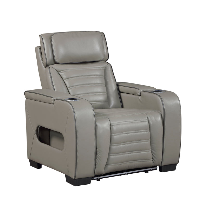 Cyber - Power Reclining Chair with Power Headrest, Cup holder, Storage Arms(Top and Side), Air Massage, Heat, LED Lighting and Charging Ports