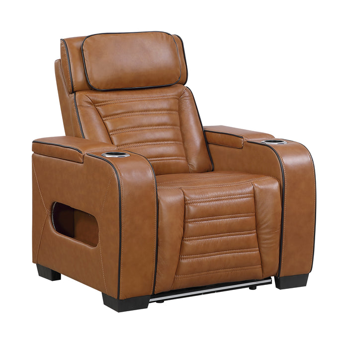 Cyber - Power Reclining Chair with Power Headrest, Cup holder, Storage Arms(Top and Side), Air Massage, Heat, LED Lighting and Charging Ports