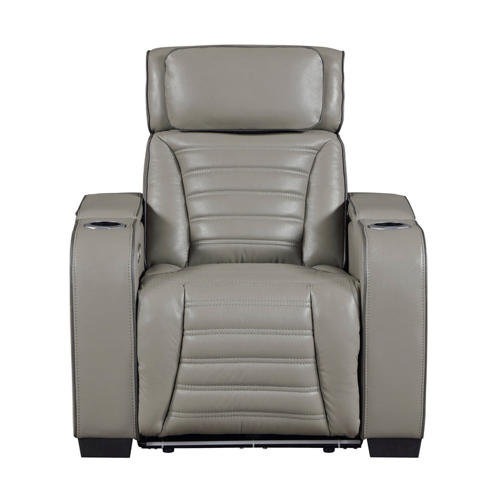 Cyber - Power Reclining Chair with Power Headrest, Cup holder, Storage Arms(Top and Side), Air Massage, Heat, LED Lighting and Charging Ports