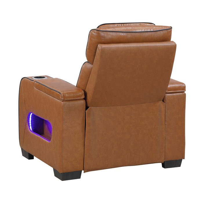 Cyber - Power Reclining Chair with Power Headrest, Cup holder, Storage Arms(Top and Side), Air Massage, Heat, LED Lighting and Charging Ports