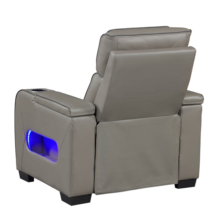 Cyber - Power Reclining Chair with Power Headrest, Cup holder, Storage Arms(Top and Side), Air Massage, Heat, LED Lighting and Charging Ports