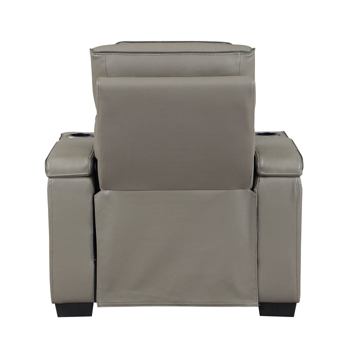 Cyber - Power Reclining Chair with Power Headrest, Cup holder, Storage Arms(Top and Side), Air Massage, Heat, LED Lighting and Charging Ports