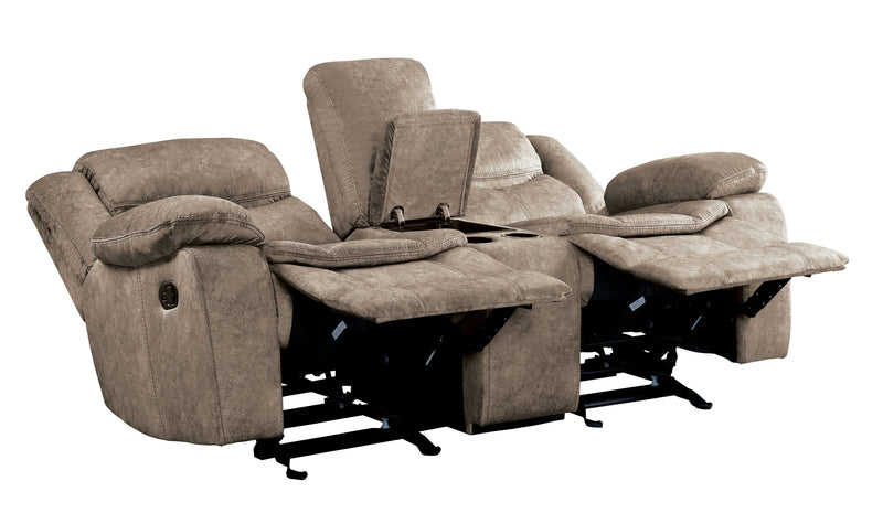 Bastrop - Double Glider Reclining Love Seat with Center Console
