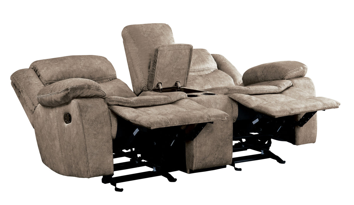 Bastrop - Double Glider Reclining Love Seat with Center Console