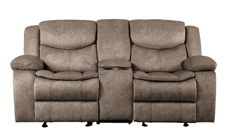 Bastrop - Double Glider Reclining Love Seat with Center Console