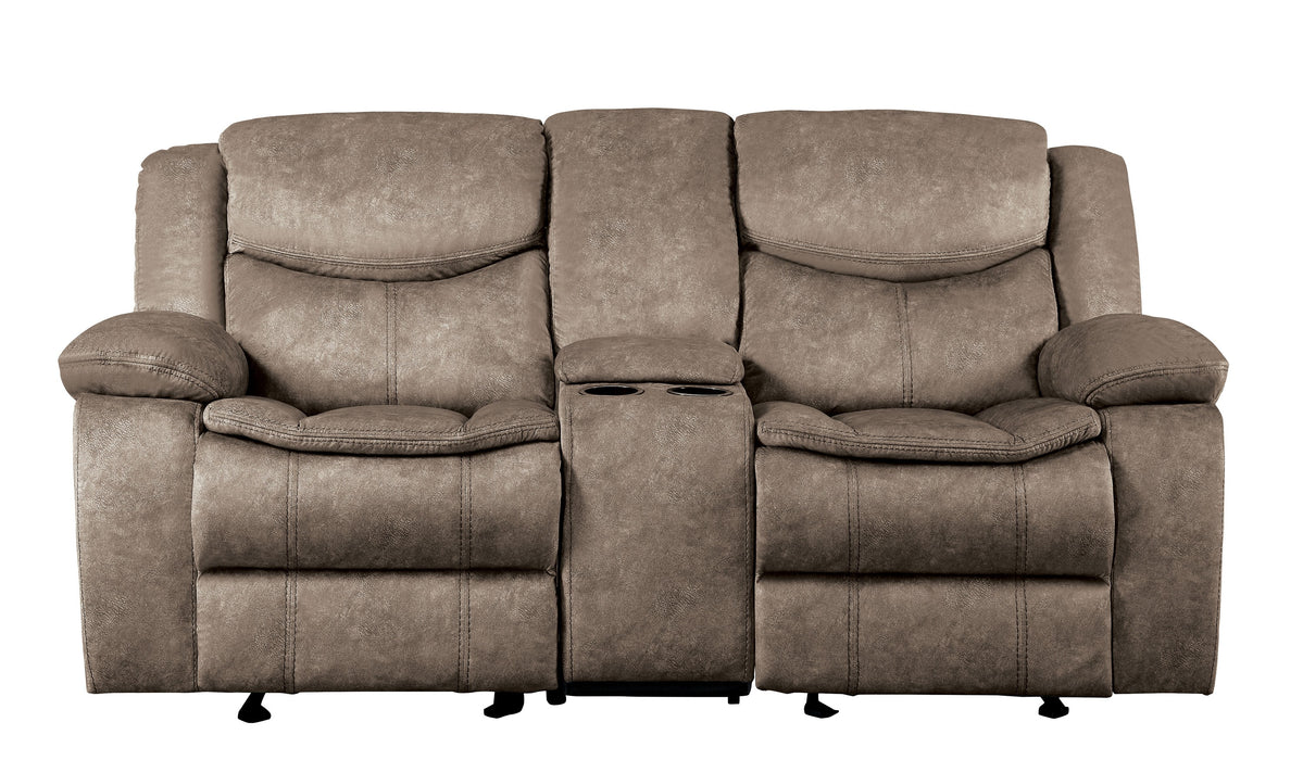 Bastrop - Double Glider Reclining Love Seat with Center Console