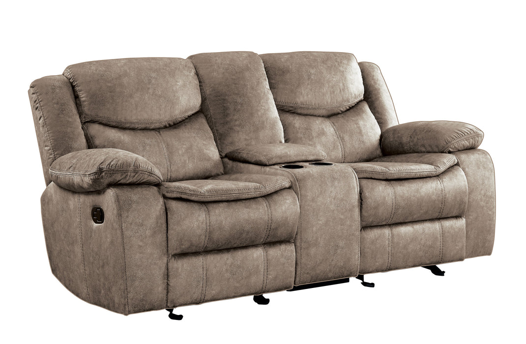 Bastrop - Double Glider Reclining Love Seat with Center Console
