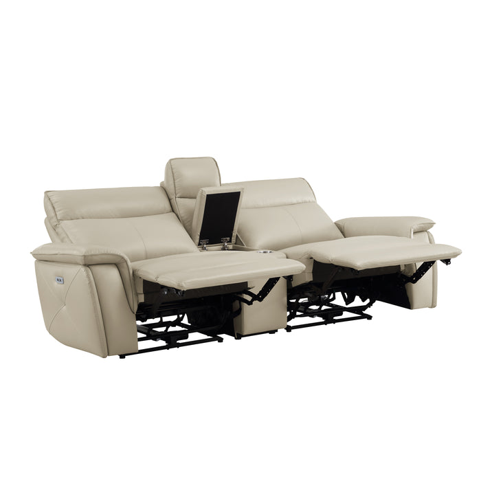 Maroni - (3)Power Double Reclining Love Seat with Center Console and Power Headrests