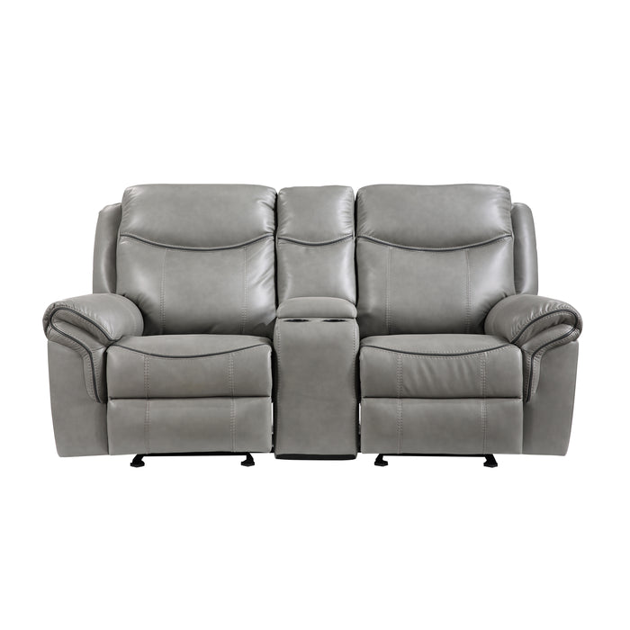 Aram - Double Glider Reclining Love Seat with Center Console, Receptacles and USB Ports