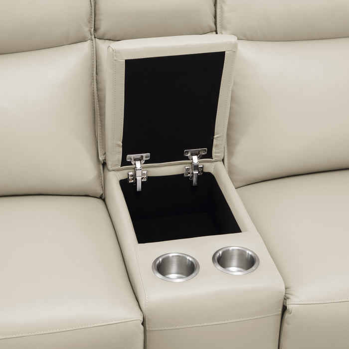 Maroni - (3)Power Double Reclining Love Seat with Center Console and Power Headrests