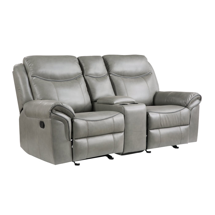 Aram - Double Glider Reclining Love Seat with Center Console, Receptacles and USB Ports