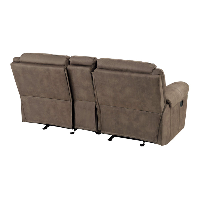 Aram - Double Glider Reclining Love Seat with Center Console, Receptacles and USB Ports