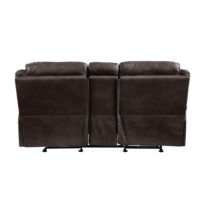 Aram - Double Glider Reclining Love Seat with Center Console, Receptacles and USB Ports