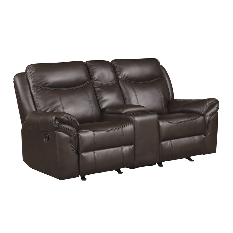 Aram - Double Glider Reclining Love Seat with Center Console, Receptacles and USB Ports