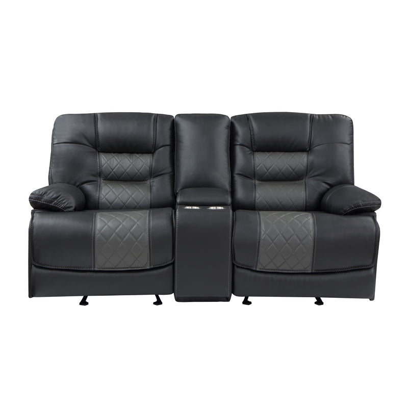 Fabian - Double Glider Reclining Love Seat with Center Console, Receptacles and USB Ports