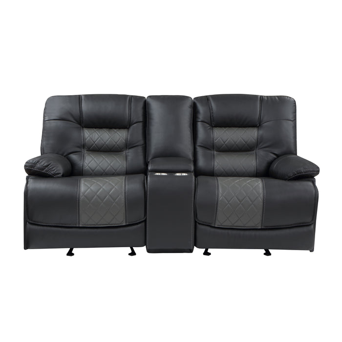 Fabian - Double Glider Reclining Love Seat with Center Console, Receptacles and USB Ports