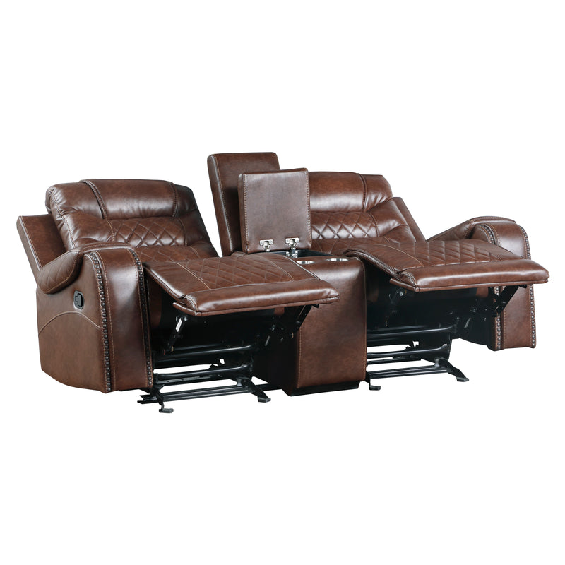 Putnam - Double Glider Reclining Love Seat with Center Console, Receptacles and USB Port
