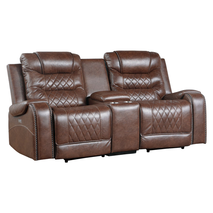 Putnam - Power Double Reclining Love Seat with Center Console, Receptacles and USB Ports