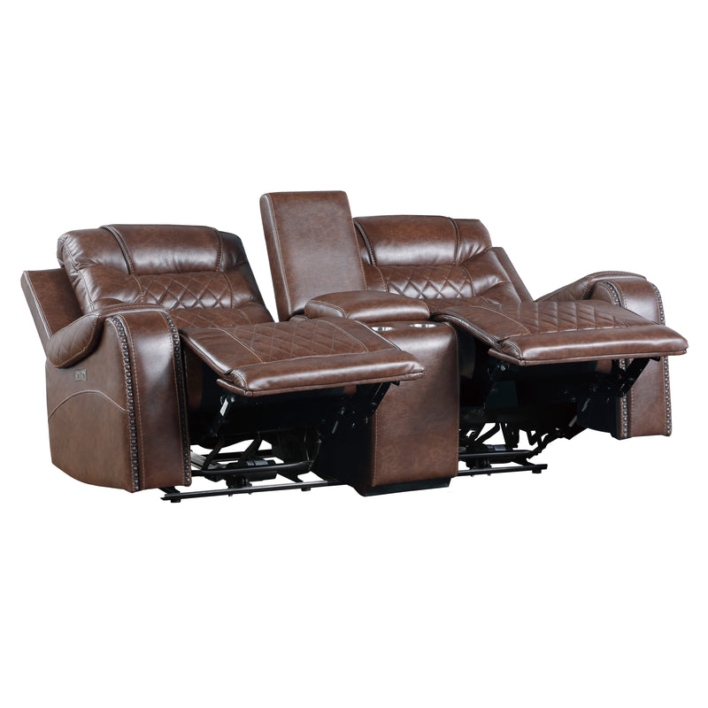 Putnam - Power Double Reclining Love Seat with Center Console, Receptacles and USB Ports