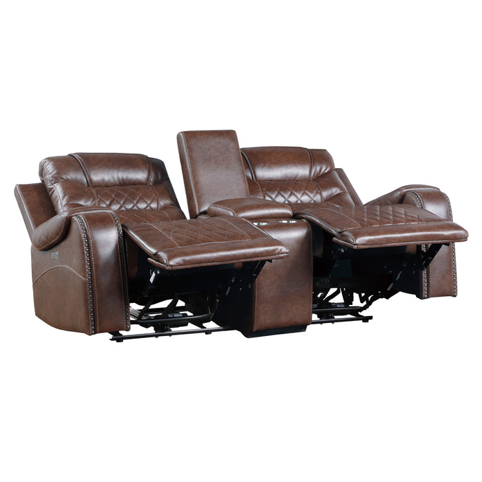 Putnam - Power Double Reclining Love Seat with Center Console, Receptacles and USB Ports