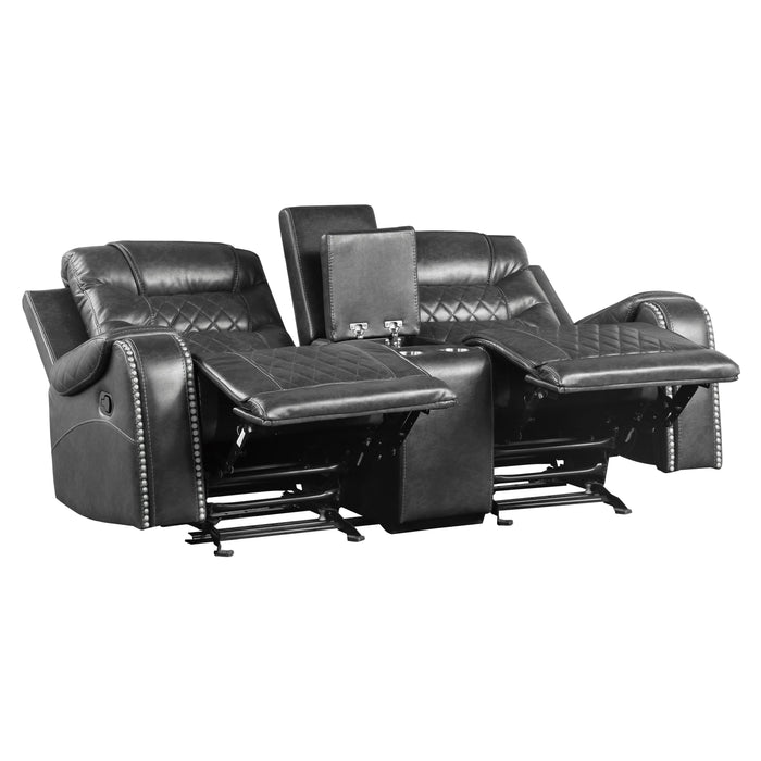 Putnam - Double Glider Reclining Love Seat with Center Console, Receptacles and USB port