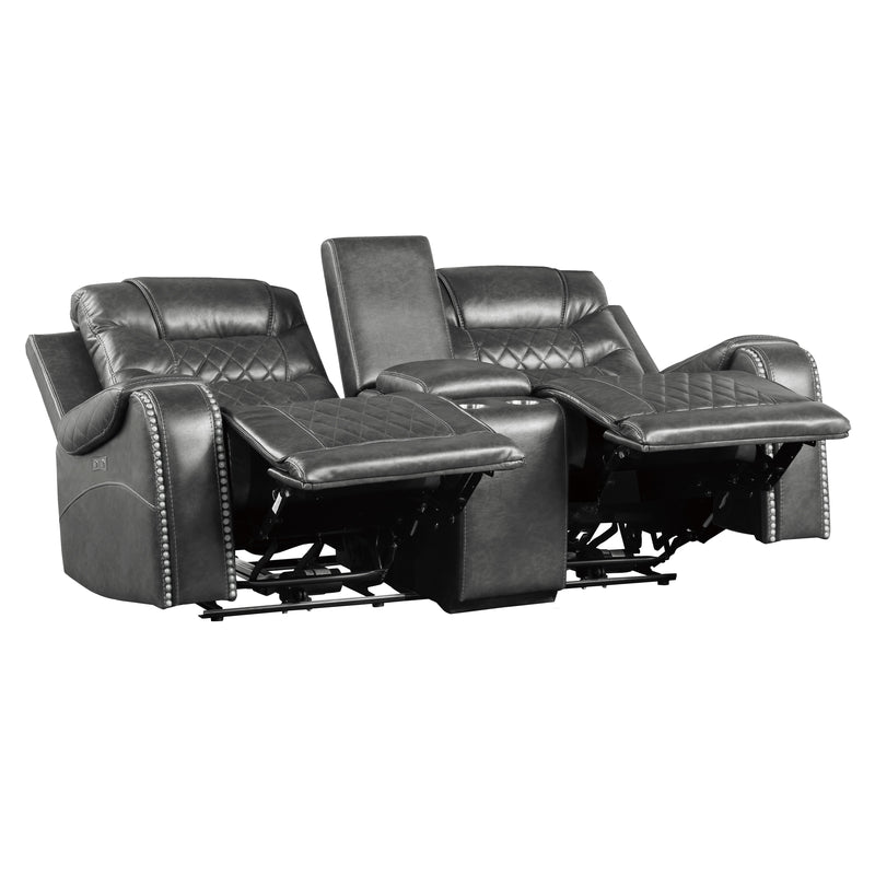 Putnam - Power Double Reclining Love Seat with Center Console, Receptacles and USB Ports