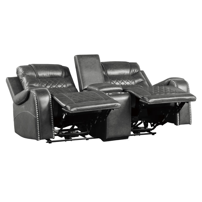 Putnam - Power Double Reclining Love Seat with Center Console, Receptacles and USB Ports