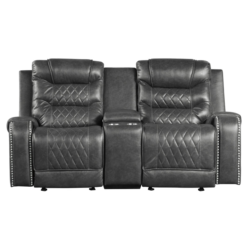 Putnam - Double Glider Reclining Love Seat with Center Console, Receptacles and USB port