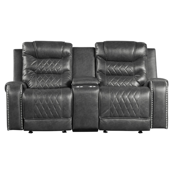 Putnam - Double Glider Reclining Love Seat with Center Console, Receptacles and USB port