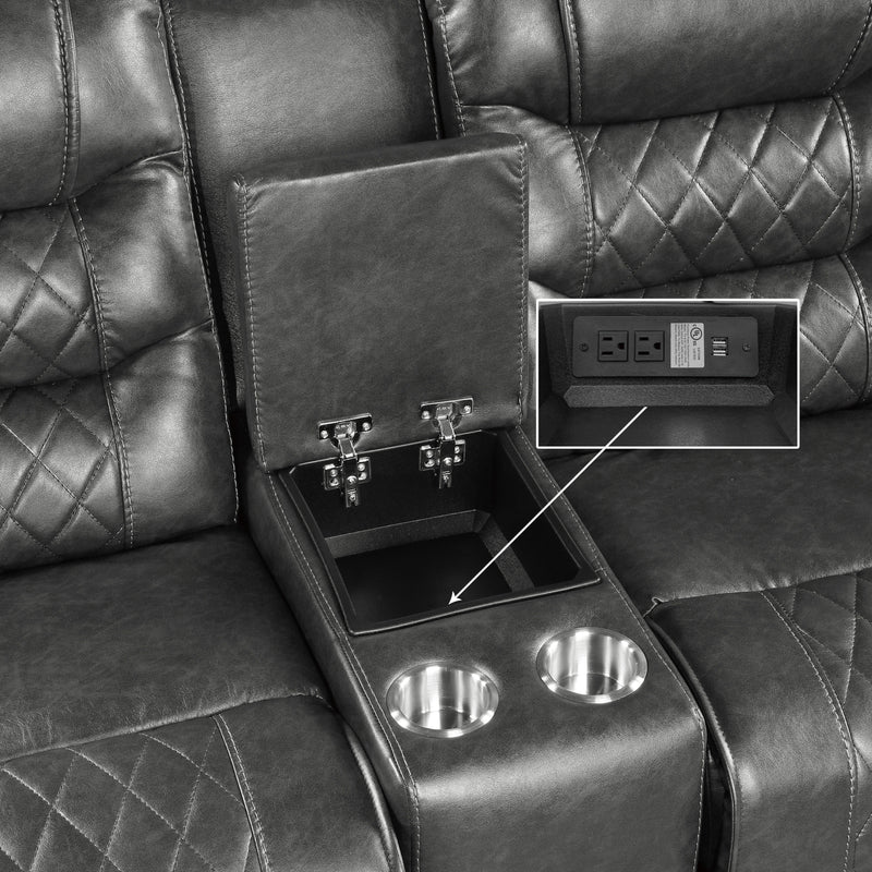 Putnam - Double Glider Reclining Love Seat with Center Console, Receptacles and USB port