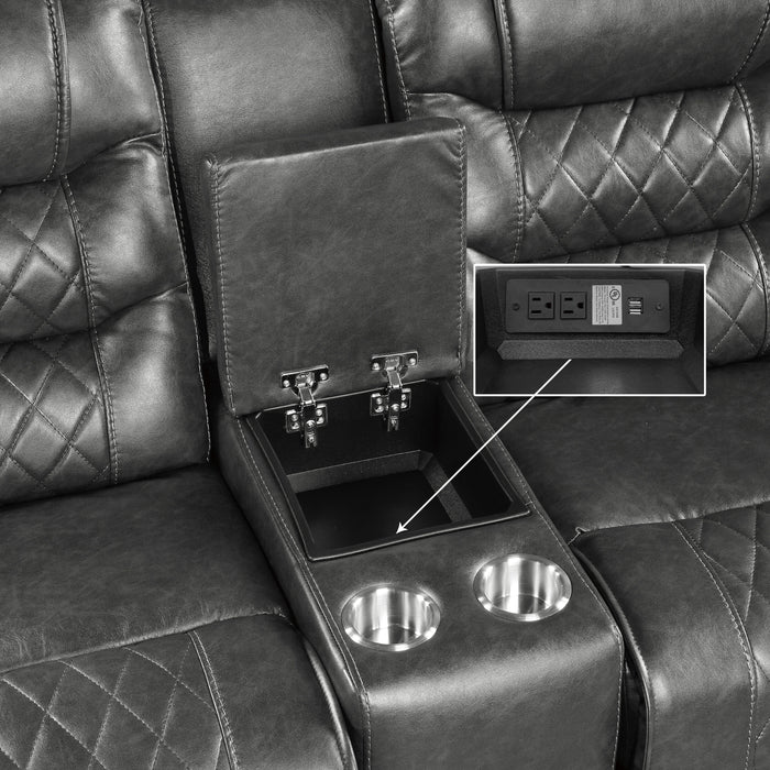 Putnam - Double Glider Reclining Love Seat with Center Console, Receptacles and USB port