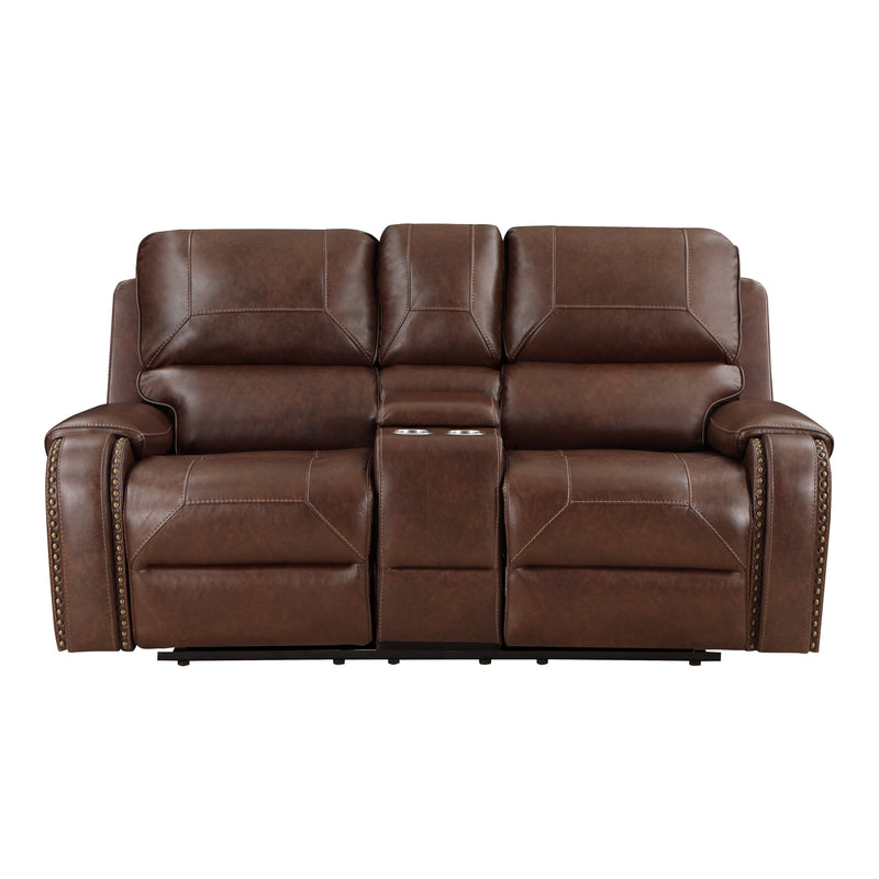Newnan - Double Glider Reclining Love Seat with Center Console, Receptacles and USB Ports
