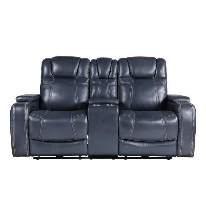 Keziah - Power Double Reclining Love Seat with Center Console, Power Headrests and Storage Arms
