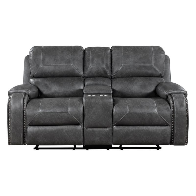 Newnan - Double Glider Reclining Love Seat with Center Console, Receptacles and USB Ports