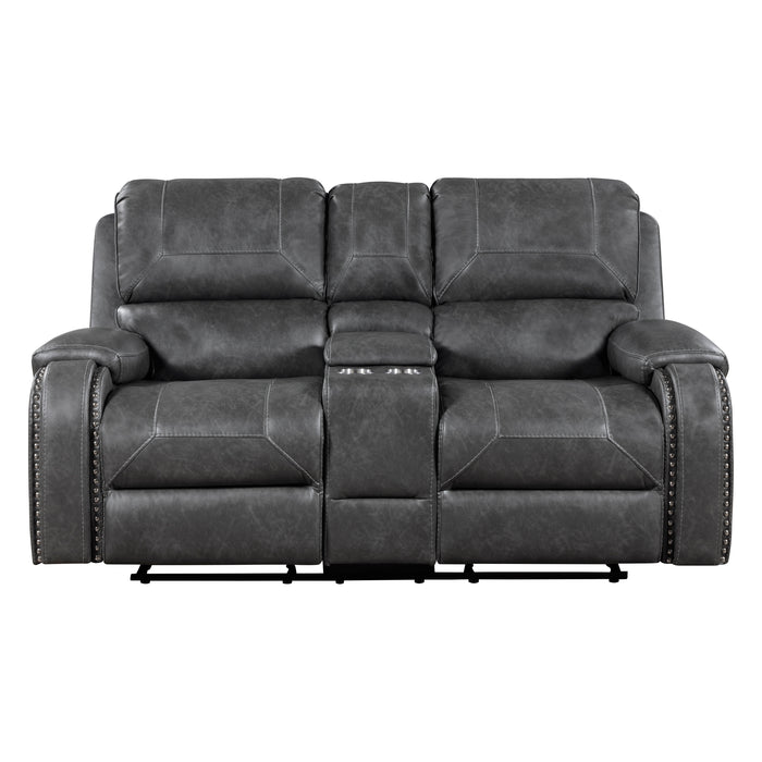 Newnan - Double Glider Reclining Love Seat with Center Console, Receptacles and USB Ports