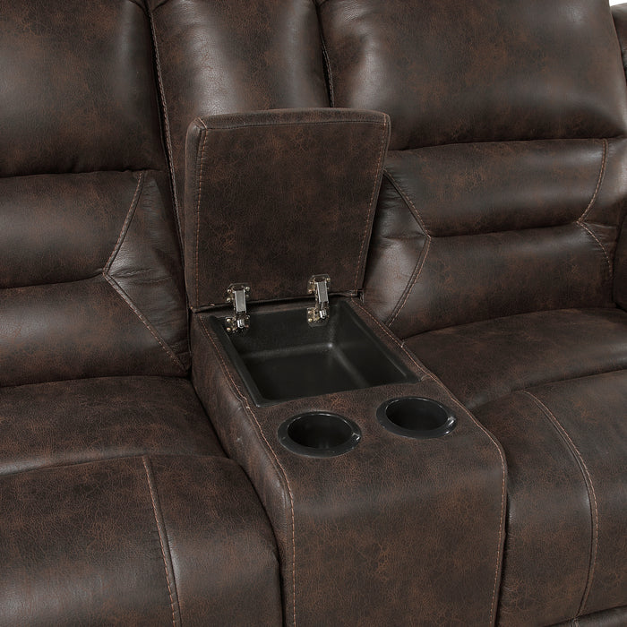 Hazen - Double Reclining Love Seat with Center Console