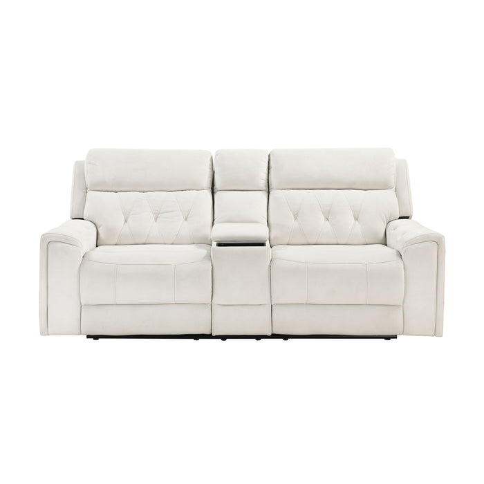 Celeste - Power Double Reclining Love Seat with Center Console, Power Headrests, Hidden Arms Cup Holders, Charging Ports and Wireless Charger