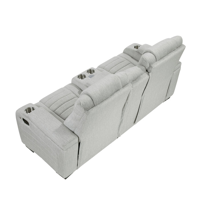 Ronan - Double Reclining Love Seat with Center Console, Wireless Speakers, Storage Arms, Cup holders and LED