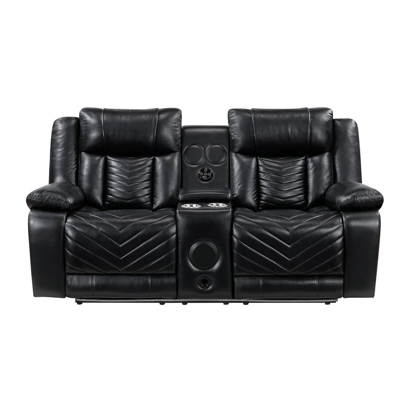 Huron - Power Double Reclining Love Seat with Center Console, Wireless Speakers, LED and Charging Ports