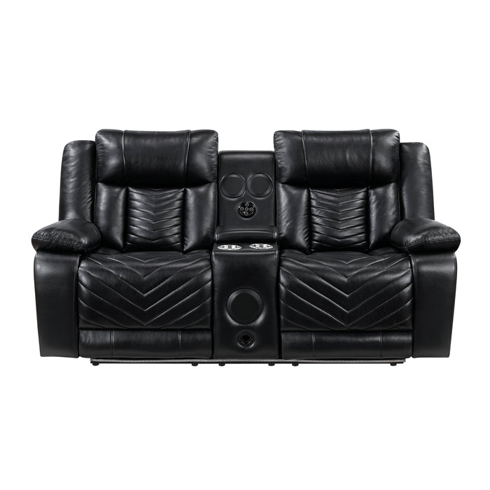 Huron - Power Double Reclining Love Seat with Center Console, Wireless Speakers, LED and Charging Ports